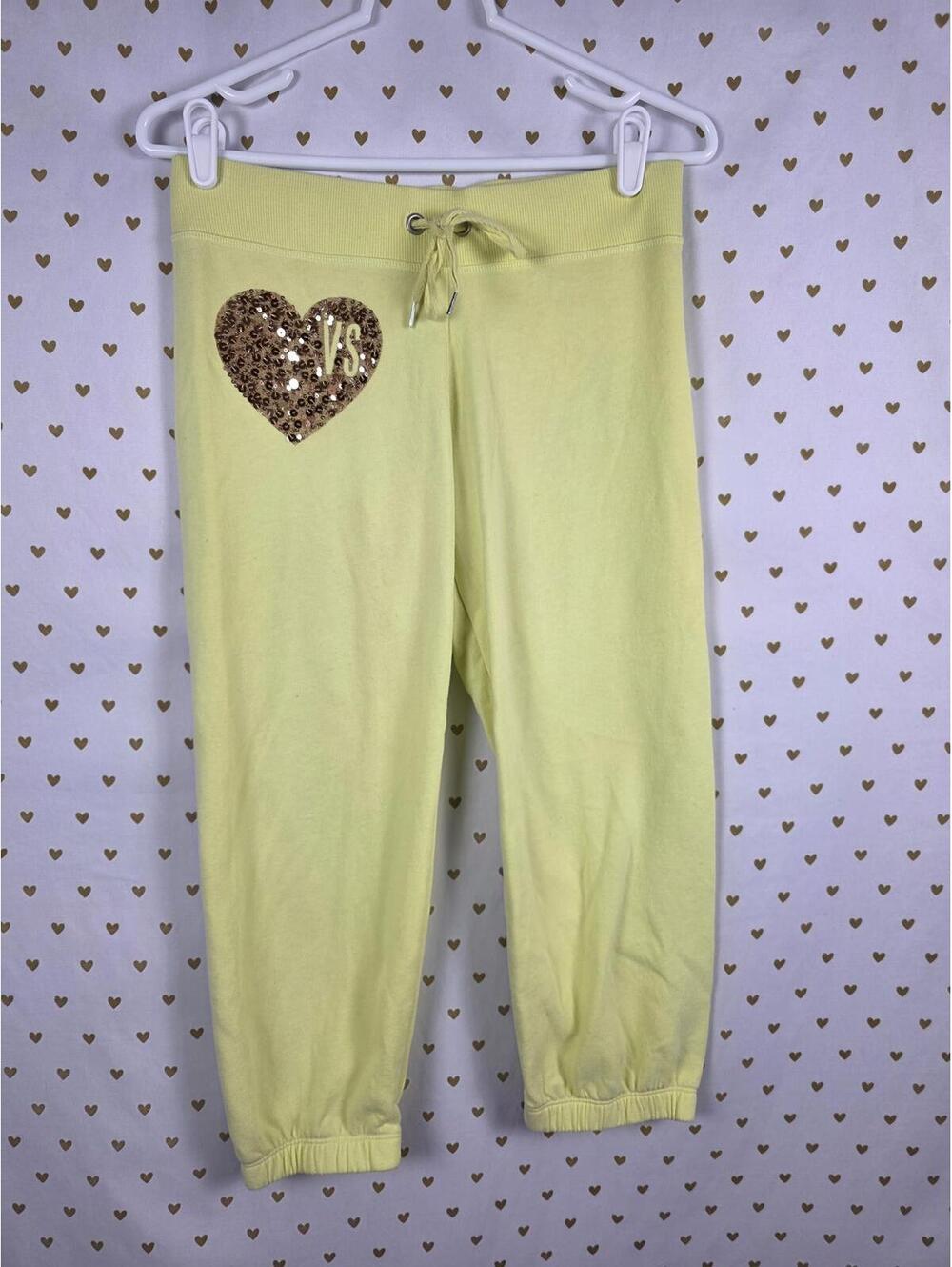 Victoria's Secret Yellow Vintage Sequin Heart Jogger Pants